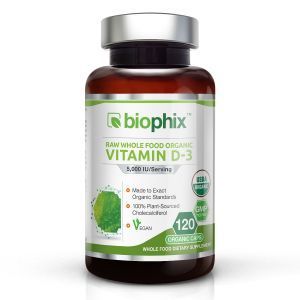 Витамин Д3, Organic Vitamin D3, Biophix, 5000 МЕ, 120 капсул