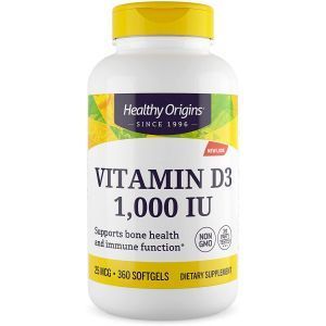 Витамин Д3, Vitamin D3, Healthy Origins, 1000 МЕ, 360 капсул