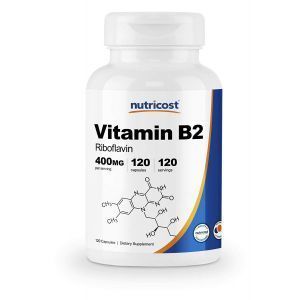 Витамин В2 (рибофлавин), Vitamin B2, Nutricost, 400 мг, 120 капсул