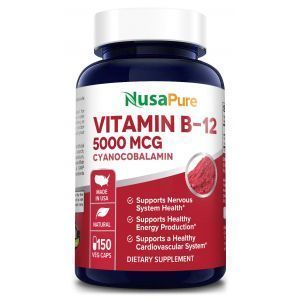 Витамин В12, Vitamin B12, NusaPure, 5000 мкг, 150 вегетарианских капсул