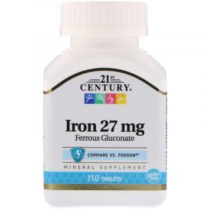 Железо, Iron, 21st Century, 27 мг, 110 таблеток (Default)
