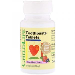 Зубная паста в таблетках (ягодный вкус), Toothpaste Tablets, ChildLife, 500 мг, 60 таблеток (Default)