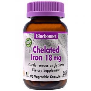 Залізо, Chelated Iron, Bluebonnet Nutrition, 18 мг, 90 капсул