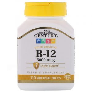 Витамин В12, Vitamin B-12, 21st Century, 5000 мкг, 110 таб. (Default)