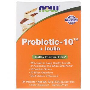 Пробиотики-10 плюс инулин, Probiotic, Now Foods, 24 пак., (72 г.) (Default)