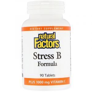 Стресс В формула с витамином С, Stress B Formula, Natural Factors, 1000 мг, 90 таблеток (Default)