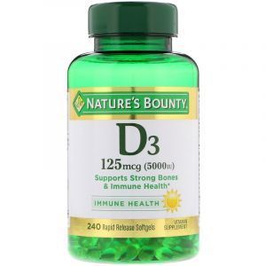 Витамин D3, Vitamin D3, Nature's Bounty, 125 мкг (5,000 МЕ), 240 капсул (Default)