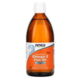Омега-3, рыбий жир, Omega-3 Fish Oil, Now Foods, жидкий, лимон, 500 мл
