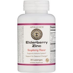 Бузина и цинк, Elderberry Zinc, APOLLO SUN, малиновый вкус, 30 леденцов
