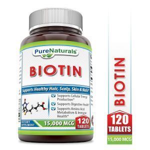 Биотин, Biotin, Pure Naturals, 15000 мкг, 120 таблеток