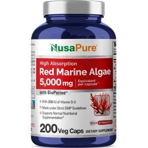 Красные морские водоросли, Red Marine Algae, NusaPure, 5000 мг, 200 вегетарианских капсул