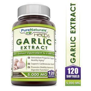 Чеснок, Garlic, Pure Naturals, 5000 мг, 120 гелевых капсул