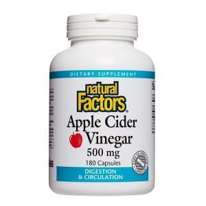 Яблочный сидровый уксус, Apple Cider Vinegar, Natural Factors, 500 мг, 180 капсул (Default)