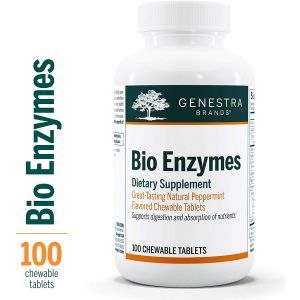 Пищеварительные ферменты, полная формула, Bio Enzymes, Genestra Brands, мятный вкус, 100 жевательных таблеток