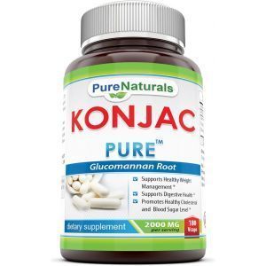 Глюкоманнан коньяка, корень, Konjac, Pure Naturals, 2000 мг, 180 вегетарианских капсул