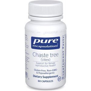 Витекс священный, Chaste Tree (Vitex), Pure Encapsulations, для поддержания здоровой продолжительности менструального цикла и его протекания, репродуктивной функции и комфорта груди, 60 капсул
