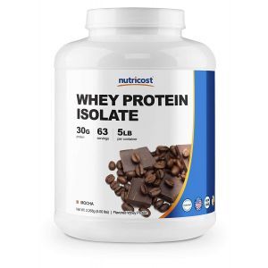 Сывороточный протеин, изолят, Whey Protein Isolate, Nutricost, порошок, мокко,  2.268 кг
