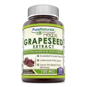 Экстракт виноградных косточек, Grapeseed Extract, Pure Naturals, 100 мг, 120 вегетарианских капсул