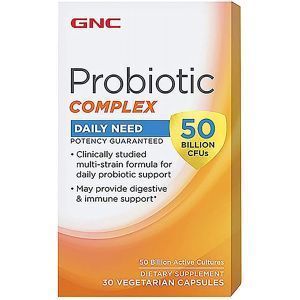 Пробиотики + пребиотики, Probiotic Complex Daily Need, GNC, 50 млрд. КОЕ, 30 вегетарианских капсул