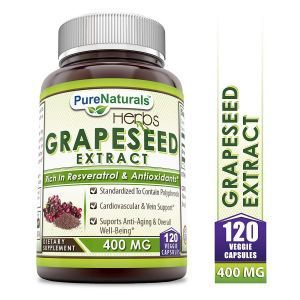 Экстракт виноградных косточек, Grapeseed Extract, Pure Naturals, 400 мг, 120 вегетарианских капсул