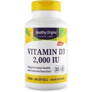 Витамин Д3, Vitamin D3, Healthy Origins, 2000 МЕ, 240 капсул