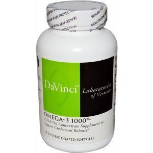 Омега-3, рыбий жир, Omega-3 1000, DaVinci Laboratories of Vermont, 90 гелевых капсул