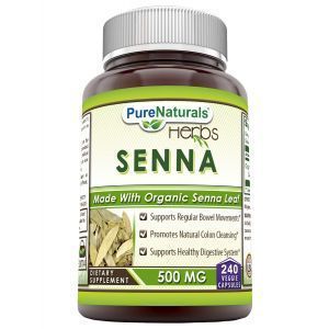 Сенна, Organic Senna, Pure Naturals, органик, 500 мг, 240 вегетарианских капсул