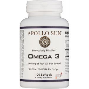 Омега-3, Omega-3, APOLLO SUN, 1000 мг, 100 гелевых капсул
