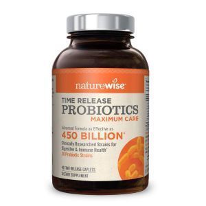 Пробиотики медленного высвобождение, Probiotics, NatureWise, 450 млрд. КОЕ, 40 каплет