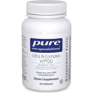 B-комплекс плюс, Ultra B-Complex with PQQ, Pure Encapsulations, для поддержки здоровья нервов, клеток, метилирования и митохондрий, 60 капсул