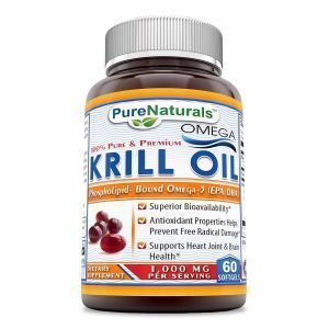 Масло криля, Krill Oil, Pure Naturals, 1000 мг, 60 гелевых капсул