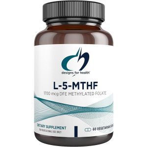 L-5-метилтетрагидрофолат, L-5-MTHF, Designs for Health, 1000 мкг, 60 вегетарианских капсул