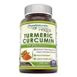 Куркумин с биоперином, Turmeric Curcumin with BioPerine, Pure Naturals, 1500 мг, 360 вегетарианских капсул