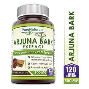 Арджуна, экстракт коры, Arjuna Bark Extract, Pure Naturals, 500 мг, 120 вегетарианских капсул