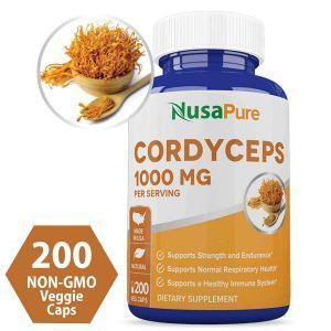 Кордицепс, грибной экстракт, Cordyceps, NusaPure, 1000 мг, 200 вегетарианских капсул