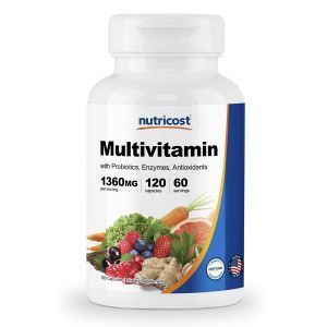 Мультивитамины с пробиотиками, энзимами и антиоксидантами, Multivitamin, Nutricost, 120 капсул