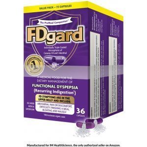 Помощь при диспепсии, улучшение пищеварения, Functional Dyspepsia, FDgard, 72 капсулы