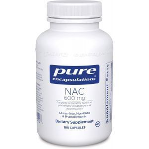 NAC (N-ацетилцистеин) 600 мг, NAC (n-acetyl-l-cysteine) 600 mg, Pure Encapsulations, 180 капсул