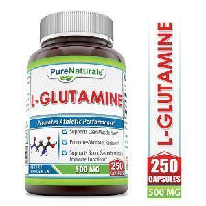L-глутамин, L-Glutamine, Pure Naturals, 500 мг, 250 капсул