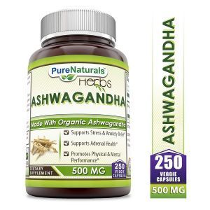 Ашвагандха, Ashwagandha, Pure Naturals, 500 мг, 250 вегетарианских капсул