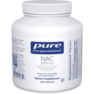 N-ацетилцистеин,   NAC (n-acetyl-l-cysteine), Pure Encapsulations, 600 мг, 360 капсул