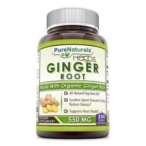 Корень имбиря, Ginger Root, Pure Naturals, 550 мг, 250 вегетарианских капсул