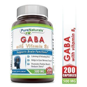 Гамма-аминомасляная кислота с витамином B6, GABA with Vitamin B6, Pure Naturals, 500 мг, 200 капсул