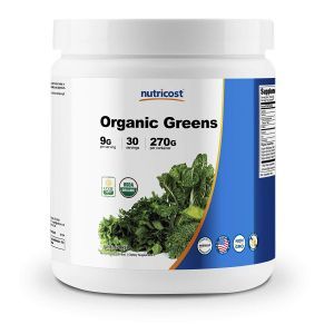 Зеленая пища, Organic Greens, Nutricost, порошок, без вкуса,  270 г
