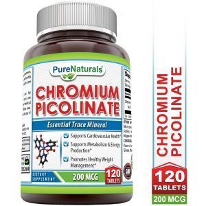 Хром пиколинат, Chromium Picolinate, Pure Naturals, 200 мкг, 120 таблеток
