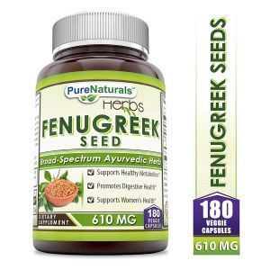 Пажитник, семена, Fenugreek, Pure Naturals, 610 мг, 180 вегетарианских капсул