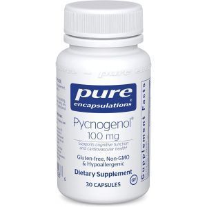 Пикногенол®, Pycnogenol®, Pure Encapsulations, укрепление здоровья сосудов и обеспечение антиоксидантной поддержки, 100 мг, 30 капсул
