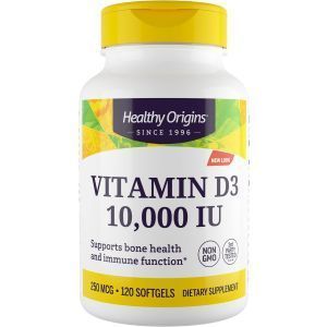 Витамин Д3, Vitamin D3, Healthy Origins, 10 000 МЕ, 120 капсул