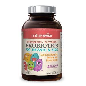 Пробиотики для младенцев и детей, Probiotics, NatureWise, клубничный вкус, 60 таблеток