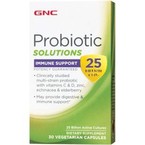 Пробиотики + поддержка иммунитета, Probiotic Solutions Immune Support, GNC, 25 млрд. КОЕ, 30 вегетарианских капсул